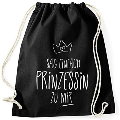 MoonWorks Turnbeutel, Sag einfach Prinzessin zu mir, Baumwoll Beutel Tasche mit Spruch, Gymsac Gymbag Schwarz unisize MoonWorks Turnbeutel, Sag einfach Prinzessin zu mir, Baumwoll Beutel Tasche mit Spruch, Gymsac Gymbag Schwarz unisize
