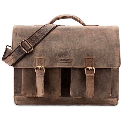 LEABAGS Leder Aktentasche Herren & Damen I Echtleder Laptoptasche bis 15 Zoll I Umhängetasche mit Schultergurt I Schultertasche I Messenger Bag I Arbeitstasche I Lehrertasche LEABAGS Leder Aktentasche Herren & Damen I Echtleder Laptoptasche bis 15 Zoll I Umhängetasche mit Schultergurt I Schultertasche I Messenger Bag I Arbeitstasche I Lehrertasche