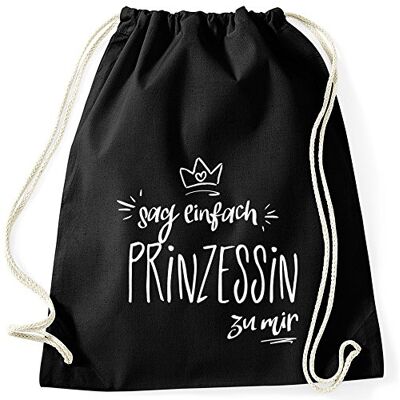 MoonWorks ® Turnbeutel mit Spruch, Sag einfach Prinzessin zu mir, Jutebeutel Beutel Tasche aus reiner Baumwolle Schwarz unisize MoonWorks ® Turnbeutel mit Spruch, Sag einfach Prinzessin zu mir, Jutebeutel Beutel Tasche aus reiner Baumwolle Schwarz unisize