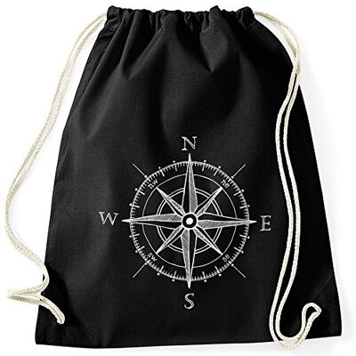 MoonWorks Turnbeutel Wind-Rose Kompass Hipster Beutel Tasche Sportbeutel Gymsac Gymbag Schwarz unisize MoonWorks Turnbeutel Wind-Rose Kompass Hipster Beutel Tasche Sportbeutel Gymsac Gymbag Schwarz unisize