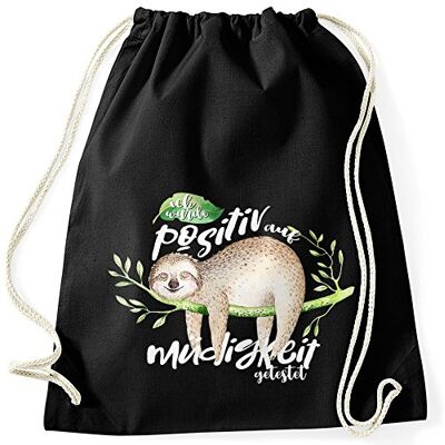MoonWorks Turnbeutel Faultier Ich wurde positiv auf Müdigkeit getestet Sloth Gymsac Gymbag Schwarz unisize MoonWorks Turnbeutel Faultier Ich wurde positiv auf Müdigkeit getestet Sloth Gymsac Gymbag Schwarz unisize