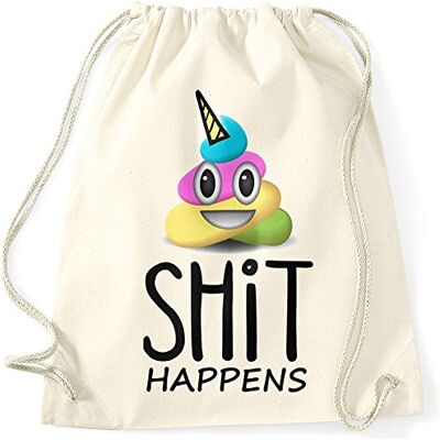 MoonWorks Turnbeutel Sh*t Happens bunter Kack-Haufen Einhorn Gymbag Pile of Poo Natur unisize MoonWorks Turnbeutel Sh*t Happens bunter Kack-Haufen Einhorn Gymbag Pile of Poo Natur unisize
