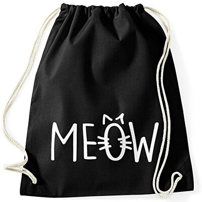 MoonWorks Turnbeutel Katze Meow Miau Cat Hipster Beutel Tasche Sportbeutel Gymsac Gymbag Schwarz unisize MoonWorks Turnbeutel Katze Meow Miau Cat Hipster Beutel Tasche Sportbeutel Gymsac Gymbag Schwarz unisize