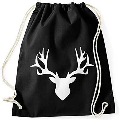 MoonWorks Turnbeutel Hirsch Geweih Hipster Beutel Tasche Sportbeutel Gymsac Gymbag Schwarz unisize MoonWorks Turnbeutel Hirsch Geweih Hipster Beutel Tasche Sportbeutel Gymsac Gymbag Schwarz unisize