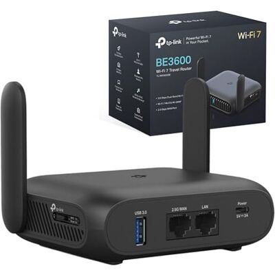 TP-Link TL-WR3602BE Wi-Fi-7 Reise WLAN Router: BE3600 Dual-Band Access Point mit Powerbank-Betrieb, 2,5G WAN+1G LAN, OpenVPN & WireGuard(𝟯𝟱+ 𝗩𝗣𝗡-𝗔𝗻𝗯𝗶𝗲𝘁𝗲𝗿), USB 3.0, WPA3, 7 Betriebsmodi TP-Link TL-WR3602BE Wi-Fi-7 Reise WLAN Router: BE3600 Dual-Band Access Point mit Powerbank-Betrieb, 2,5G WAN+1G LAN, OpenVPN & WireGuard(𝟯𝟱+ 𝗩𝗣𝗡-𝗔𝗻𝗯𝗶𝗲𝘁𝗲𝗿), USB 3.0, WPA3, 7 Betriebsmodi