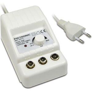 Metronic 332187 Verstärker, Digitale terrestrische TV-Antenne – Signalverstärker mit Netzteil – Splitter für Fernsehanlagen kompatibel 4G/5G, 24 dB, 2 Ausgänge TV-Buchse 9,52 mm Metronic 332187 Verstärker, Digitale terrestrische TV-Antenne – Signalverstärker mit Netzteil – Splitter für Fernsehanlagen kompatibel 4G/5G, 24 dB, 2 Ausgänge TV-Buchse 9,52 mm