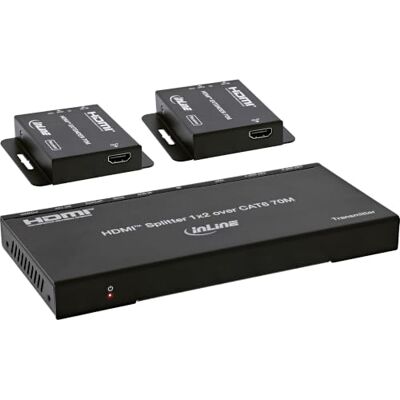InLine HDMI Splitter Extender 1x2, Cat.6, 4K 30 Hz, mit Empfängern HDMI auf 2 Displays, bis 70 m Full HD oder 40 m 4K, Cat.6, IR-Rückkanal, Receiver inklusive InLine HDMI Splitter Extender 1x2, Cat.6, 4K 30 Hz, mit Empfängern HDMI auf 2 Displays, bis 70 m Full HD oder 40 m 4K, Cat.6, IR-Rückkanal, Receiver inklusive