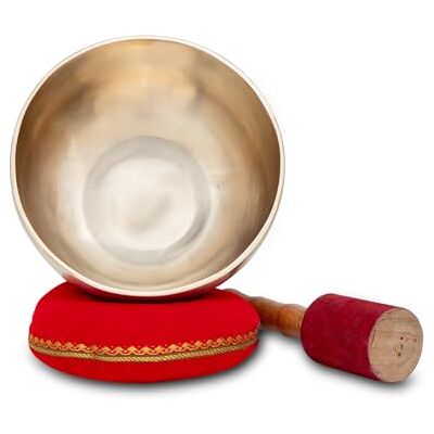 XDrum Therapeutic Klangschale Ton C / 1400 g Komplett Set, Farbe: gold Handgehämmerte Klangschale für Wurzelchakra (Muladhara), Gestimmt auf Ton C, Legierung aus 7 verschiedenen Metallen, Kissen XDrum Therapeutic Klangschale Ton C / 1400 g Komplett Set, Farbe: gold Handgehämmerte Klangschale für Wurzelchakra (Muladhara), Gestimmt auf Ton C, Legierung aus 7 verschiedenen Metallen, Kissen