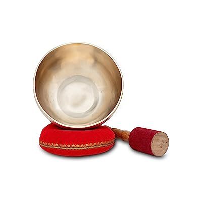 XDrum Therapeutic Klangschale Ton A / 650 g Komplett Set, Ca. 650 g schwer Handgehämmerte Klangschale für Stirnchakra (Ajna), Gestimmt auf Ton A, Legierung aus 7 verschiedenen Metallen, Farbe: gold XDrum Therapeutic Klangschale Ton A / 650 g Komplett Set, Ca. 650 g schwer Handgehämmerte Klangschale für Stirnchakra (Ajna), Gestimmt auf Ton A, Legierung aus 7 verschiedenen Metallen, Farbe: gold