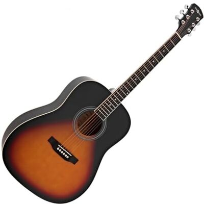 Gear4Music Dreadnought-Akustikgitarre von , Sunburst Dreadnought-Korpus für Reiche Klangprojektion, Lindenholzkonstruktion für Klare Töne, Komfortabler Hals, Sunburst Gear4Music Dreadnought-Akustikgitarre von , Sunburst Dreadnought-Korpus für Reiche Klangprojektion, Lindenholzkonstruktion für Klare Töne, Komfortabler Hals, Sunburst