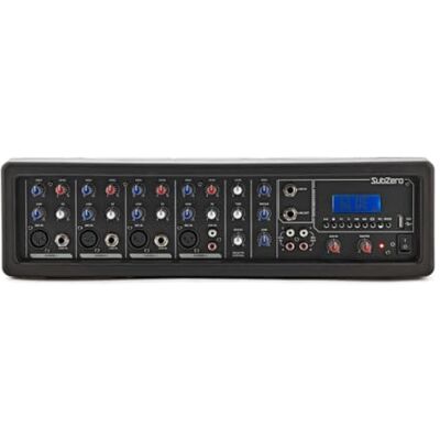 SubZero 4-Kanal-PA-Mischpult mit Bluetooth Media Player Für Solo-Performer, 175W Spitzenleistung, Delay-FX und 2-Band-EQ pro Kanal, USB/SD/Bluetooth-Wiedergabe SubZero 4-Kanal-PA-Mischpult mit Bluetooth Media Player Für Solo-Performer, 175W Spitzenleistung, Delay-FX und 2-Band-EQ pro Kanal, USB/SD/Bluetooth-Wiedergabe