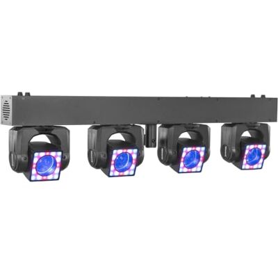 Beamz ShowBar GO Shine – 4x 40W RGBW Moving Heads mit 24er-LED-Ring-Effekt, DMX 11/48 Kanäle, 540° Pan, 180° Tilt, inkl. Lichtstativ 2,2 m, für DJ und Bühne – Schwarz Beamz ShowBar GO Shine – 4x 40W RGBW Moving Heads mit 24er-LED-Ring-Effekt, DMX 11/48 Kanäle, 540° Pan, 180° Tilt, inkl. Lichtstativ 2,2 m, für DJ und Bühne – Schwarz