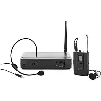 SubZero Drahtloses Mikrofonset mit Headset- und Lavalier-Mikrofonen Drahtlossystem mit Headset und Lavalier-Mikrofonen plus Bodypack, bis zu 50m Reichweite bei fester UHF-Frequenz SubZero Drahtloses Mikrofonset mit Headset- und Lavalier-Mikrofonen Drahtlossystem mit Headset und Lavalier-Mikrofonen plus Bodypack, bis zu 50m Reichweite bei fester UHF-Frequenz