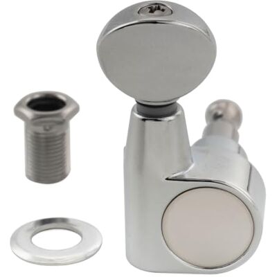 Musiclily Pro R18T-22 1-Pin Einzel 18:1 Gitarre Mechanik Bass Seite Chrom Geschlossene Tuner, mit Vintage Oval Button, für Squier Strat Tele Style E-Gitarre Musiclily Pro R18T-22 1-Pin Einzel 18:1 Gitarre Mechanik Bass Seite Chrom Geschlossene Tuner, mit Vintage Oval Button, für Squier Strat Tele Style E-Gitarre