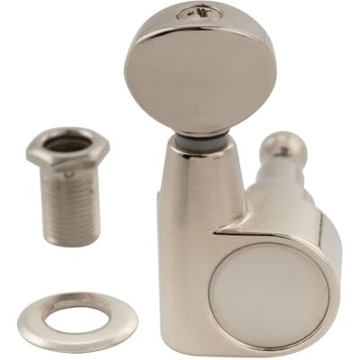 Musiclily Pro R18T-22 1-Pin Einzel 18:1 Gitarre Mechanik Bass Seite Nickel Geschlossene Tuner, mit Vintage Oval Button, für Squier Strat Tele Style E-Gitarre Musiclily Pro R18T-22 1-Pin Einzel 18:1 Gitarre Mechanik Bass Seite Nickel Geschlossene Tuner, mit Vintage Oval Button, für Squier Strat Tele Style E-Gitarre