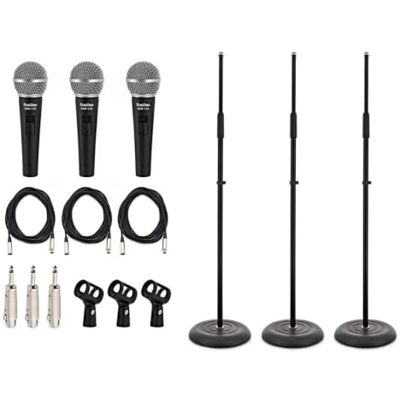 SubZero SZM-11S Gesangsmikrofon mit Schalter, 3er-Pack Gerades Stativ Drei Dynamische Gesangsmikrofone mit Schalter, Detaillierter Frequenzbereich für Bühne und Studio, Gerade Stative SubZero SZM-11S Gesangsmikrofon mit Schalter, 3er-Pack Gerades Stativ Drei Dynamische Gesangsmikrofone mit Schalter, Detaillierter Frequenzbereich für Bühne und Studio, Gerade Stative