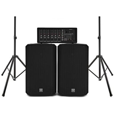 SubZero SZPA-612 12"-PA-System mit Stativen, 250 Watt 6-Kanal-PA mit Lautsprechern und Stangen, Delay-FX pro Kanal mit 5-Band-Master-EQ, XLR/Klinke/RCA-Konnektivität SubZero SZPA-612 12"-PA-System mit Stativen, 250 Watt 6-Kanal-PA mit Lautsprechern und Stangen, Delay-FX pro Kanal mit 5-Band-Master-EQ, XLR/Klinke/RCA-Konnektivität
