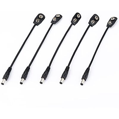 Musiclily Pro 9V Batterie Clip Converter Stromkabel Snap-Anschluss 5er Set 2.1mm 5.5mm Stecker für Gitarren Effektpedale Musiclily Pro 9V Batterie Clip Converter Stromkabel Snap-Anschluss 5er Set 2.1mm 5.5mm Stecker für Gitarren Effektpedale