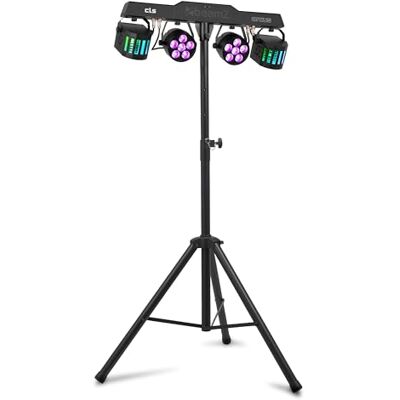 Beamz CLS Orcus PartyBar DJ Lichtanlage Set mit Stativ 2x LED PAR, 2x Derby RGBW, DMX, Lichtorgel Musikgesteuert LED für Disco Beleuchtung, Vorprogrammierte Shows, Party Licht, Bühnenlicht Beamz CLS Orcus PartyBar DJ Lichtanlage Set mit Stativ 2x LED PAR, 2x Derby RGBW, DMX, Lichtorgel Musikgesteuert LED für Disco Beleuchtung, Vorprogrammierte Shows, Party Licht, Bühnenlicht