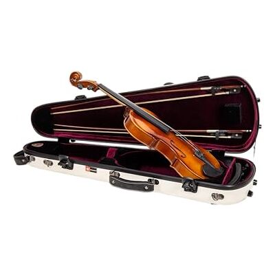 Crossrock Violinenkoffer aus Fiberglas für 4/4-Größe, TSA-Schloss, Rucksackgurte, Samtdecke, integrierte Aufbewahrung Crossrock Violinenkoffer aus Fiberglas für 4/4-Größe, TSA-Schloss, Rucksackgurte, Samtdecke, integrierte Aufbewahrung