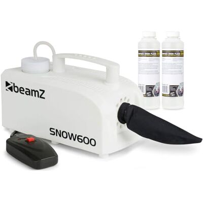 Beamz SNOW600 Set Schneemaschine mit Flüssigkeit, 600 Watt Schnee Maschine mit Kabelfernbedienung, Snow Machine mit Konzentrat zum Mischen, mini Schneekanone Garten, Party Gadget, Winter Simulation Beamz SNOW600 Set Schneemaschine mit Flüssigkeit, 600 Watt Schnee Maschine mit Kabelfernbedienung, Snow Machine mit Konzentrat zum Mischen, mini Schneekanone Garten, Party Gadget, Winter Simulation