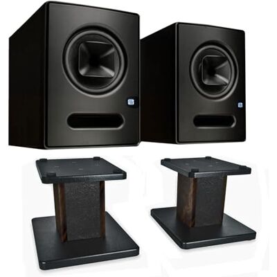 PreSonus Sceptre S8 1 Paar Studio-Monitorboxen mit keepdrum Boxenständer Walnuss PreSonus Sceptre S8 1 Paar Studio-Monitorboxen mit keepdrum Boxenständer Walnuss