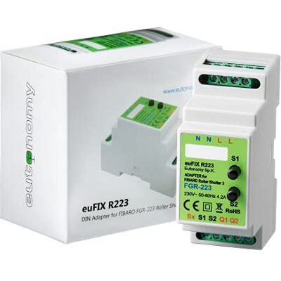 Eutonomy Adapter euFIX für die DIN-Schiene für FIBARO Roller Shutter 3 mit Knöpfen, euFIX R223 Eutonomy Adapter euFIX für die DIN-Schiene für FIBARO Roller Shutter 3 mit Knöpfen, euFIX R223