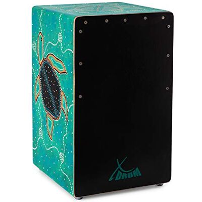 XDrum Design Series Cajon "Turtle", Integrierter Bass Port, 5 cm, Gewicht 3 Handbemalte Designer-Cajon mit Dot Art-Schildkröten, Korpus: HPL (High Pressure Laminate), Schlagfläche: Schwarz, 5 cm, 6 kg XDrum Design Series Cajon "Turtle", Integrierter Bass Port, 5 cm, Gewicht 3 Handbemalte Designer-Cajon mit Dot Art-Schildkröten, Korpus: HPL (High Pressure Laminate), Schlagfläche: Schwarz, 5 cm, 6 kg