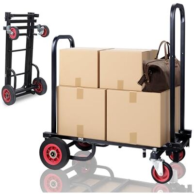 Pyle Transportwagen Klappbar, Plattformwagen mit R-Trac-Rädern & Bremse & Rutschfester Fläche, Bis 90Kg, Ideal für Lieferung, DJ Equipment, PA Lautsprecher, Mischpulte & Events Pyle Transportwagen Klappbar, Plattformwagen mit R-Trac-Rädern & Bremse & Rutschfester Fläche, Bis 90Kg, Ideal für Lieferung, DJ Equipment, PA Lautsprecher, Mischpulte & Events