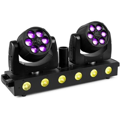 Beamz Fuze Twin Wash Moving Head Bar, 2x RGBW LED Moving Heads + LED Bar, Lichtorgel Musikgesteuert, DMX, Zoomfunktion, Bühnenlicht für DJ, Events, Club & Live-Auftritte Beamz Fuze Twin Wash Moving Head Bar, 2x RGBW LED Moving Heads + LED Bar, Lichtorgel Musikgesteuert, DMX, Zoomfunktion, Bühnenlicht für DJ, Events, Club & Live-Auftritte