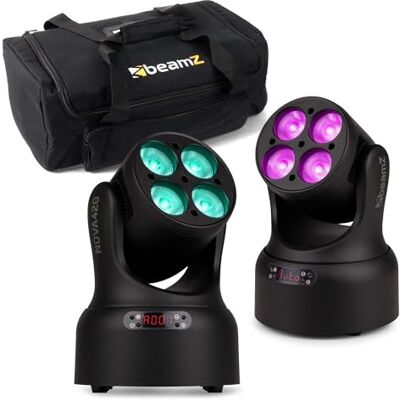 Beamz NOVA420-BK Moving Head Wash – 2er Set mit Tasche – Kompaktes Disco Licht, LED Moving Head mit 4x 20 Watt RGBW – DMX Licht, Automatik & Master/Slave – DJ Lichtanlage für Party Lichter, Disco Beamz NOVA420-BK Moving Head Wash – 2er Set mit Tasche – Kompaktes Disco Licht, LED Moving Head mit 4x 20 Watt RGBW – DMX Licht, Automatik & Master/Slave – DJ Lichtanlage für Party Lichter, Disco