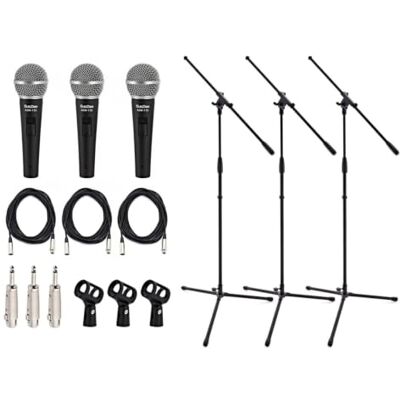 SubZero SZM-11S Gesangsmikrofon mit Schalter, 3er-Galgenstativ-Pack Drei Dynamische Gesangsmikrofone mit Schalter, Detaillierter Frequenzbereich für Bühne und Studio, Galgenstative SubZero SZM-11S Gesangsmikrofon mit Schalter, 3er-Galgenstativ-Pack Drei Dynamische Gesangsmikrofone mit Schalter, Detaillierter Frequenzbereich für Bühne und Studio, Galgenstative