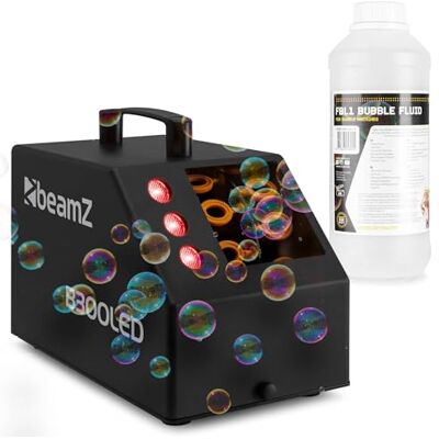 Beamz B300LED Seifenblasenmaschine mit 1L Flüssigkeit und farbigen LEDs, 25 Watt, Luftblasenmaschine, Bubble Machine mit Fernbedienung, 10.000 Bubbles pro Minute, Seifenblasen Hochzeit Beamz B300LED Seifenblasenmaschine mit 1L Flüssigkeit und farbigen LEDs, 25 Watt, Luftblasenmaschine, Bubble Machine mit Fernbedienung, 10.000 Bubbles pro Minute, Seifenblasen Hochzeit