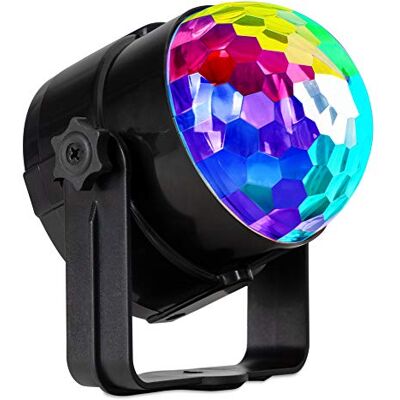 Showlite PBM-5 Mini-Party-Ball, Lichteffekt im Mini-Format, Gewicht: 135 g Drei LEDs in den Farben rot, grün und blau mit je 1 Watt Leistung, Bewegter Effekt durch rotierende LEDs, Schutzklasse: IP20 Showlite PBM-5 Mini-Party-Ball, Lichteffekt im Mini-Format, Gewicht: 135 g Drei LEDs in den Farben rot, grün und blau mit je 1 Watt Leistung, Bewegter Effekt durch rotierende LEDs, Schutzklasse: IP20