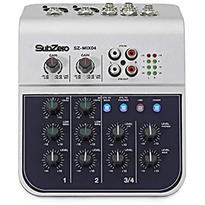 SubZero 4-Kanal-Audiomixer mit 2 Mikrofoneingängen und On-Board-EQ Sehr kompakter 4-Kanal-Stereomixer, hochwertige Vorverstärker, intuitive Bedienung, integrierter 2-Band-EQ SubZero 4-Kanal-Audiomixer mit 2 Mikrofoneingängen und On-Board-EQ Sehr kompakter 4-Kanal-Stereomixer, hochwertige Vorverstärker, intuitive Bedienung, integrierter 2-Band-EQ