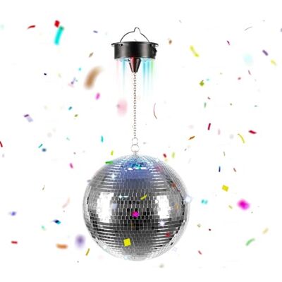 Relaxdays Discokugel, rotierend, Ø 20 cm, Spiegelkugel mit Motor & LED Lichteffekten, batteriebetrieben, Party, Silber Relaxdays Discokugel, rotierend, Ø 20 cm, Spiegelkugel mit Motor & LED Lichteffekten, batteriebetrieben, Party, Silber