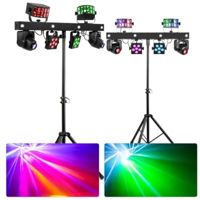Beamz ShowBar GO Glow 2er-Set – 2x Bar mit Moving Heads, Derby, PAR, Stroboskop, DMX, Soundmodus, IR-Fernbedienung, mit 2x Lichtstativ 2,2 m für DJ – Schwarz Beamz ShowBar GO Glow 2er-Set – 2x Bar mit Moving Heads, Derby, PAR, Stroboskop, DMX, Soundmodus, IR-Fernbedienung, mit 2x Lichtstativ 2,2 m für DJ – Schwarz