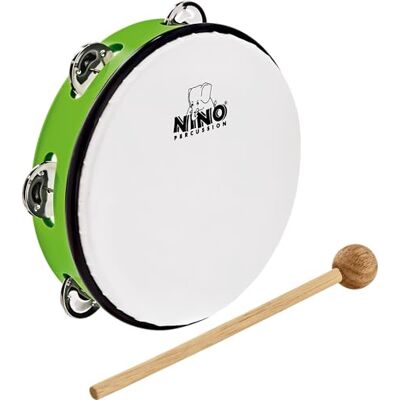 Nino Percussion Headed Tambourine Instrument Musikinstrument für Kinder ab 5 Jahren Durchmesser 8 Zoll Kunststoff, Grün (NINO51GG) Nino Percussion Headed Tambourine Instrument Musikinstrument für Kinder ab 5 Jahren Durchmesser 8 Zoll Kunststoff, Grün (NINO51GG)