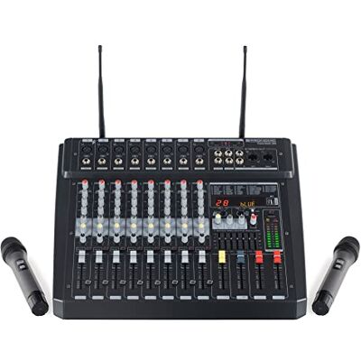 Pronomic Powermake 800 Powermischer 8-Kanal-Mischpult 2 UHF-Funkmikrofone 760 Watt RMS-Leistung 24Bit Multi-Effekt-Prozessor Bluetooth®/USB-Player/Recorder Grafischer Equalizer Schwarz Pronomic Powermake 800 Powermischer 8-Kanal-Mischpult 2 UHF-Funkmikrofone 760 Watt RMS-Leistung 24Bit Multi-Effekt-Prozessor Bluetooth®/USB-Player/Recorder Grafischer Equalizer Schwarz