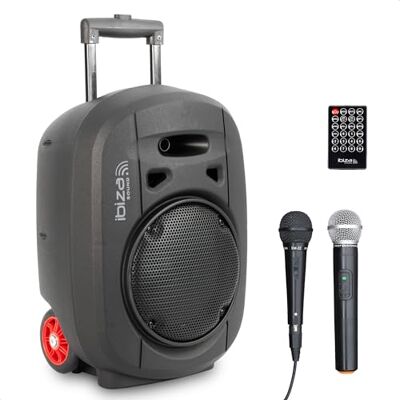 Ibiza PORT8UHF-MKII-TWS Tragbarer 8"-Lautsprecher mit 400 W MAX, 1 kabelgebundenem Mikrofon und 1 UHF-Mikrofon, Fernbedienung und Tragetasche – Bluetooth, USB, SD & TWS – 6–8 Stunden Akkulaufzeit Ibiza PORT8UHF-MKII-TWS Tragbarer 8"-Lautsprecher mit 400 W MAX, 1 kabelgebundenem Mikrofon und 1 UHF-Mikrofon, Fernbedienung und Tragetasche – Bluetooth, USB, SD & TWS – 6–8 Stunden Akkulaufzeit