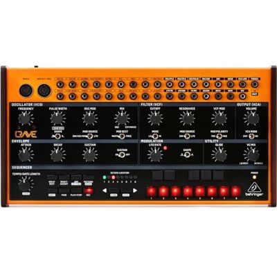 Behringer CRAVE Analoger halbmodularer Synthesizer mit 3340 VCO, klassischem Leiterfilter, 32-Schritt-Sequenzer und 16-stimmiger Polykette Behringer CRAVE Analoger halbmodularer Synthesizer mit 3340 VCO, klassischem Leiterfilter, 32-Schritt-Sequenzer und 16-stimmiger Polykette