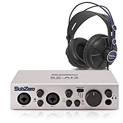 SubZero AI2 Audiointerface-Paket mit Kopfhörer Studio-Grade-Interface und Kopfhörer, XLR- und Gitarreneingänge, 24-Bit/96kHz-Aufnahme, Ohne Netzteil SubZero AI2 Audiointerface-Paket mit Kopfhörer Studio-Grade-Interface und Kopfhörer, XLR- und Gitarreneingänge, 24-Bit/96kHz-Aufnahme, Ohne Netzteil