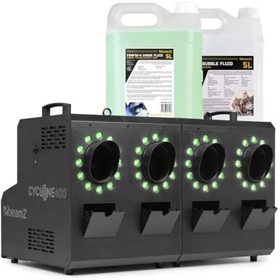 Beamz Cyclone400 Seifenblasenmaschine mit Nebel & LED mit 10 Liter Fluid – Nebelmaschine mit 24 RGBW LEDs – Smoke Bubble Machine, DMX & Fernbedienung, Seifenblasen Maschine für Partys & Events Beamz Cyclone400 Seifenblasenmaschine mit Nebel & LED mit 10 Liter Fluid – Nebelmaschine mit 24 RGBW LEDs – Smoke Bubble Machine, DMX & Fernbedienung, Seifenblasen Maschine für Partys & Events