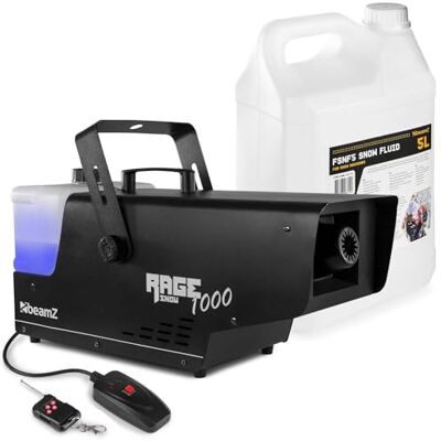 Beamz RAGE1000SNOW Schneemaschine mit 5 Liter Flüssigkeit, Weihnachtsmarkt Mini Schneekanone für Garten, 1000 Watt mit Fernbedienung, Hochzeit, Schaummaschine, Kunstschnee, Schneefluid Beamz RAGE1000SNOW Schneemaschine mit 5 Liter Flüssigkeit, Weihnachtsmarkt Mini Schneekanone für Garten, 1000 Watt mit Fernbedienung, Hochzeit, Schaummaschine, Kunstschnee, Schneefluid