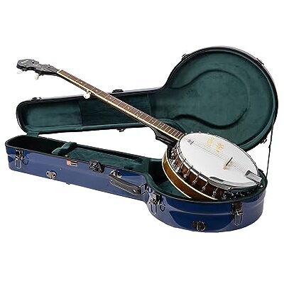 Crossrock Fiberglas-Banjokoffer – passend für Mastertone & 5-Saiter-Stile, mit Innenfach, Rucksackgurten, Hygrometer, TSA-Schloss – Marineblau (CRF2023MBJNVBL) Crossrock Fiberglas-Banjokoffer – passend für Mastertone & 5-Saiter-Stile, mit Innenfach, Rucksackgurten, Hygrometer, TSA-Schloss – Marineblau (CRF2023MBJNVBL)