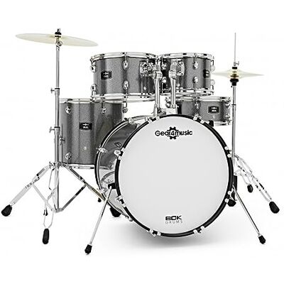 Gear4Music Akustik-Schlagzeug für Anfänger mit Zubehör, Silver Sparkle All-Inclusive-Paket Perfekt zum Schlagzeuglernen, Heller Artikulierter Ton aus Pappelbauweise, Silver Sparkle Gear4Music Akustik-Schlagzeug für Anfänger mit Zubehör, Silver Sparkle All-Inclusive-Paket Perfekt zum Schlagzeuglernen, Heller Artikulierter Ton aus Pappelbauweise, Silver Sparkle