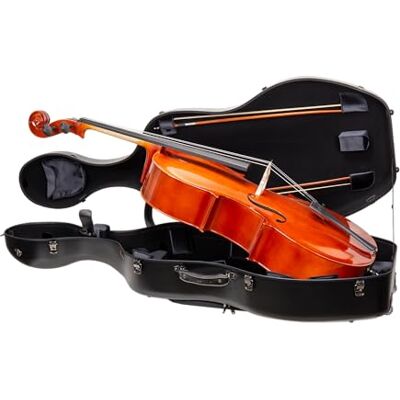 Crossrock Polycarbonat-Koffer mit Rollen für 4/4 Cello in voller Größe, inklusive Außentasche für Noten, 3 Griffen und abnehmbaren Gurten – Schwarz (CRF4050CEFBK) Crossrock Polycarbonat-Koffer mit Rollen für 4/4 Cello in voller Größe, inklusive Außentasche für Noten, 3 Griffen und abnehmbaren Gurten – Schwarz (CRF4050CEFBK)
