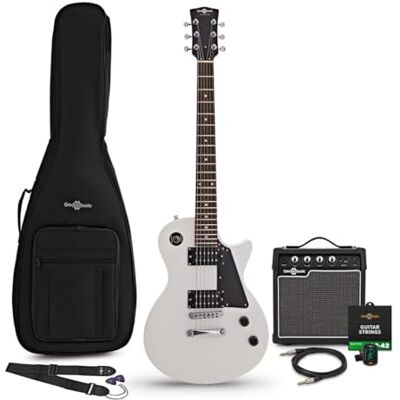 Gear4Music New Jersey E-Gitarre Weiß, 10W Gitarrenverstärker & Zubehörpaket Alles was ein Angehender Gitarrist Braucht, Tragbarer Verstärker mit 2-Band-EQ und Kopfhörerausgang, Komfortabler Hals Gear4Music New Jersey E-Gitarre Weiß, 10W Gitarrenverstärker & Zubehörpaket Alles was ein Angehender Gitarrist Braucht, Tragbarer Verstärker mit 2-Band-EQ und Kopfhörerausgang, Komfortabler Hals