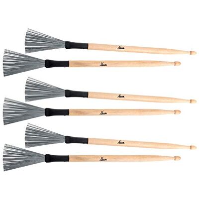 XDrum WTD-1L Wire Tap Drumstick Brushes 3x Set, Besen und Sticks in einem Vielseitig einsetzbar, Gesamtlänge: 37 cm, Besenlänge: 8 cm, Sticklänge: 24, 5 cm, Durchmesser: 1, 3 Paar im Sparset XDrum WTD-1L Wire Tap Drumstick Brushes 3x Set, Besen und Sticks in einem Vielseitig einsetzbar, Gesamtlänge: 37 cm, Besenlänge: 8 cm, Sticklänge: 24, 5 cm, Durchmesser: 1, 3 Paar im Sparset