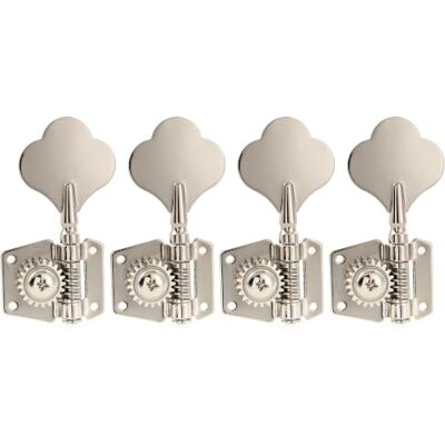 Musiclily Pro Linkshänder 4-in-line 21:1 Offene Mechaniken Nickel mit Clover Button ,für Squier PB JB Style E-Bass Musiclily Pro Linkshänder 4-in-line 21:1 Offene Mechaniken Nickel mit Clover Button ,für Squier PB JB Style E-Bass